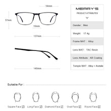 Carica l&#39;immagine nel visualizzatore di Gallery, MERRYS DESIGN Uomini Occhiali In Titanio Telaio Maschile Ultraleggero Occhio Quadrato Miopia Occhiali Da Vista TR90 Naselli S2003 