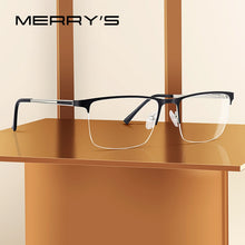 Carica l&#39;immagine nel visualizzatore di Gallery, MERRYS DESIGN Uomini Occhiali In Titanio Telaio Ultraleggero Occhio Quadrato Miopia Occhiali Da Vista Maschile Mezza Cornice Dell&#39;ottica S2014 