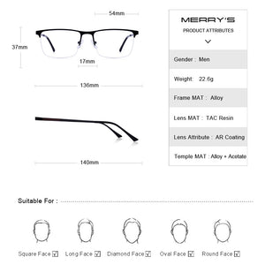 MERRYS DESIGN Uomini Occhiali In Titanio Telaio Ultraleggero Occhio Quadrato Miopia Occhiali Da Vista Maschile Mezza Cornice Dell'ottica S2014 