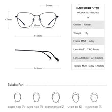 Carica l&#39;immagine nel visualizzatore di Gallery, MERRYS DESIGN Uomo Donna Occhiali quadrati Montatura per occhiali unisex Miopia Occhiali da vista ottici S2011 