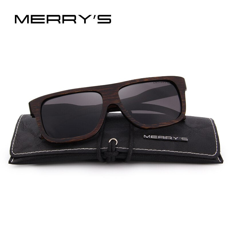 MERRYS DESIGN Men Wooden Sunglasses Square Polarized Sun Glasses HAND MADE 100% UV Protection S5066