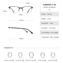 Carica l&#39;immagine nel visualizzatore di Gallery, MERRYS DESIGN Retro Cat Eye Glasses Frame Ladies Eyeglasses Myopia Prescription Optical Eyewear S2218