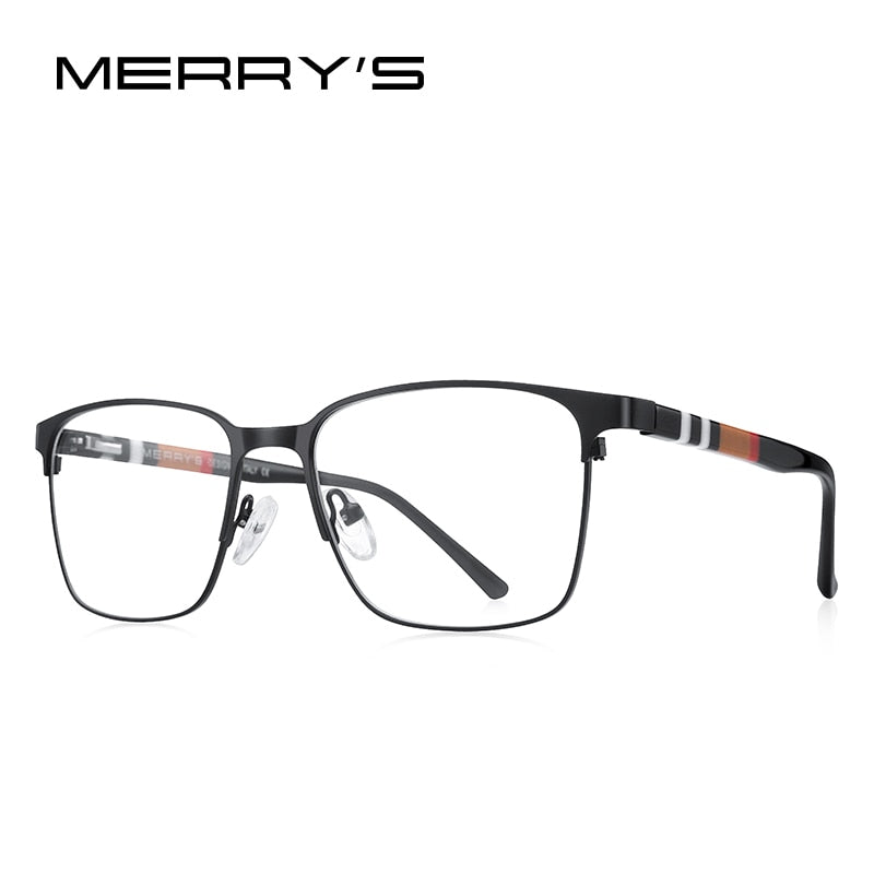 MERRYS DESIGN Titanium Alloy Glasses Frame For Men Women Square Acetate Legs Myopia Prescription Eyeglasses S2252