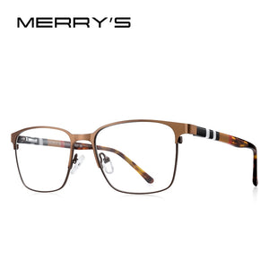 MERRYS DESIGN Titanium Alloy Glasses Frame For Men Women Square Acetate Legs Myopia Prescription Eyeglasses S2252