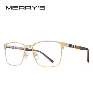 MERRYS DESIGN Titanium Alloy Glasses Frame For Men Women Square Acetate Legs Myopia Prescription Eyeglasses S2252