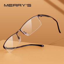 Load image into Gallery viewer, MERRYS DESIGN Titanium Alloy Men Glasses Frame TR90 Legs Myopia Prescription Eyeglasses Half Optical Frame Business Style S2201