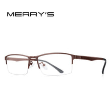 Load image into Gallery viewer, MERRYS DESIGN Titanium Alloy Men Glasses Frame TR90 Legs Myopia Prescription Eyeglasses Half Optical Frame Business Style S2201