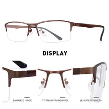 Load image into Gallery viewer, MERRYS DESIGN Titanium Alloy Men Glasses Frame TR90 Legs Myopia Prescription Eyeglasses Half Optical Frame Business Style S2201