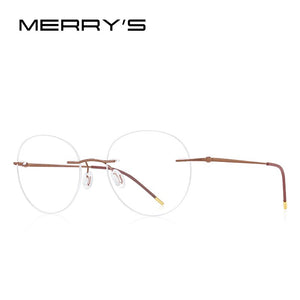 MERRYS DESIGN Montatura per occhiali senza montatura in lega di titanio per uomo Donna Montature da vista rotonde ultraleggere senza cornice Occhiali S2886 