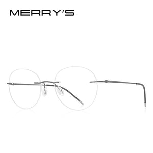MERRYS DESIGN Montatura per occhiali senza montatura in lega di titanio per uomo Donna Montature da vista rotonde ultraleggere senza cornice Occhiali S2886 