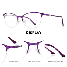Load image into Gallery viewer, Women Cat Eye Glasses Half Frame Ladies Fashion Trending Eyewear Myopia Prescription Optical Eyeglasses