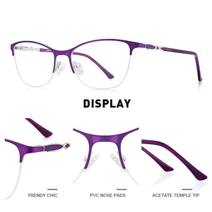 Women Cat Eye Glasses Half Frame Ladies Fashion Trending Eyewear Myopia Prescription Optical Eyeglasses