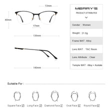 Load image into Gallery viewer, MERRYS DESIGN Women Cat Eye Glasses Half Frame Ladies Trending Eyewear Myopia Prescription Optical Glasses S2006