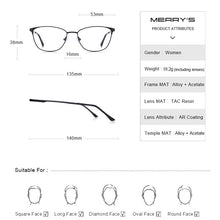 Carica l&#39;immagine nel visualizzatore di Gallery, MERRYS DESIGN Women Cat Eye Glasses Frame Ladies Trending Eyewear Myopia Prescription Optical Eyeglasses S2053