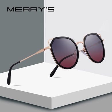 MERRYS DESIGN Women Cat Eye Polarized Sunglasses Gradient Lens Metal Temple 100% UV Protection S6176