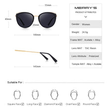 Load image into Gallery viewer, MERRYS DESIGN Women  Brand Cat Eye Sunglasses Ladies Polarized Sun glasses UV400 Protection S6139