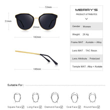 Load image into Gallery viewer, MERRYS DESIGN Women  Brand Cat Eye Sunglasses Ladies Polarized Sun glasses UV400 Protection S6151