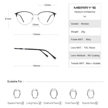 Load image into Gallery viewer, MERRYS DESIGN Women Retro Cat Eye Glasses Frame Ladies Eyeglasses Myopia Prescription Optical Eyewear S2124