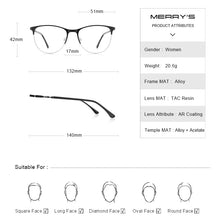 Carica l&#39;immagine nel visualizzatore di Gallery, MERRYS DESIGN Women Retro Cat Eye Glasses Frame Ladies Eyeglasses Prescription Optical Eyewear S2116
