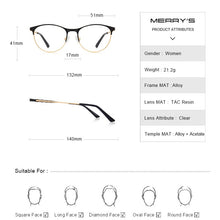 Carica l&#39;immagine nel visualizzatore di Gallery, MERRYS DESIGN Women Retro Cat Eye Glasses Frame Ladies Trending Eyewear Myopia Prescription Optical Eyeglasses S2103