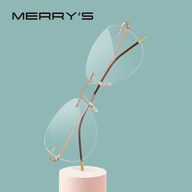 MERRYS DESIGN Women Titanium Alloy Rimless Ladies Frames Ultralight Frameless  Optical Frames Eyewear S2888