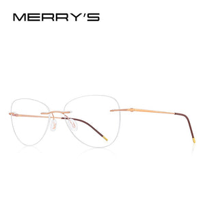 MERRYS DESIGN Women Titanium Alloy Rimless Ladies Frames Ultralight Frameless  Optical Frames Eyewear S2888
