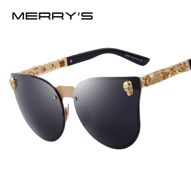 MERRYS Women Gothic Eyewear Skull Frame Metal Temple Oculos de sol UV400
