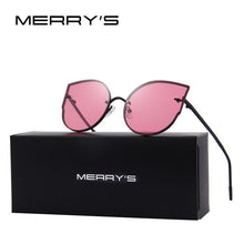 Carica l&#39;immagine nel visualizzatore di Gallery, MERRYS Women Classic Brand Designer Cat Eye Sunglasses Rimless Metal Frame Sun Glasses S8099