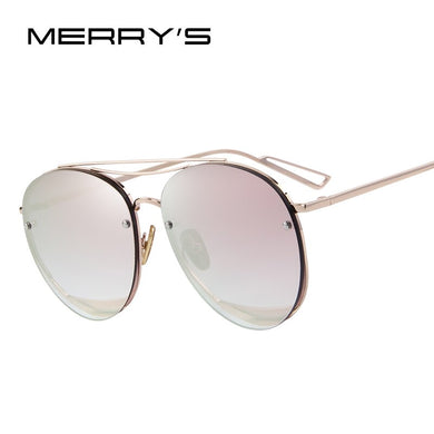 MERRYS Women Classic Brand Designer Rimless Sunglasses Twin Beam Metal Frame Sun Glasses S8096