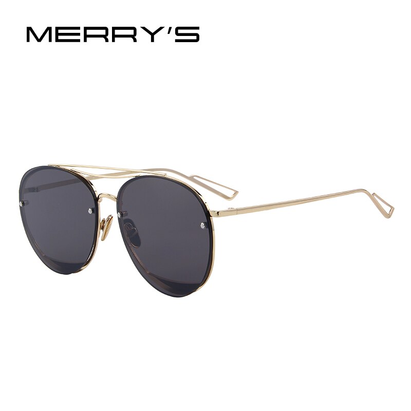 MERRYS Women Classic Brand Designer Rimless Sunglasses Twin Beam Metal Frame Sun Glasses S8096
