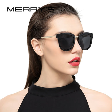 MERRYS Women Classic Cat Eye Polarized Sunglasses Sun Glasses Metal Temple 100% UV Protection S6082