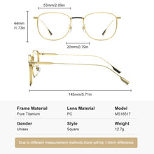 Load image into Gallery viewer, MESSAY Pure Titanium Eyeglasses Frames Men Optical Retro Square Vintage Glasses Frame  Prescription Lens Myopia  Women MS18517