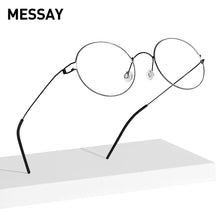 Carica l&#39;immagine nel visualizzatore di Gallery, MESSAY Montature per occhiali in lega di titanio Occhiali da vista rotondi retrò senza viti Montatura da vista per miopia coreana per uomo 