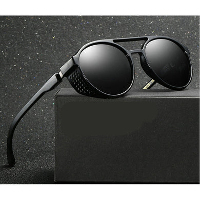 MINCL/ 2023 hollow polarized lenses polarized sunglasses men punk Gothic round metal glasses UV400 with box  LXL