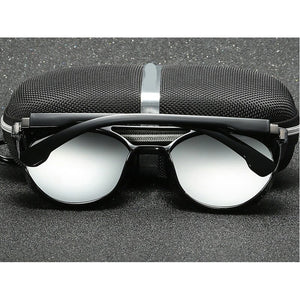 MINCL/ 2023 hollow polarized lenses polarized sunglasses men punk Gothic round metal glasses UV400 with box  LXL