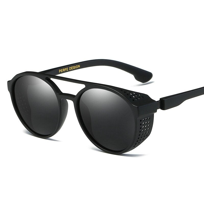 MINCL/ 2023 hollow polarized lenses polarized sunglasses men punk Gothic round metal glasses UV400 with box  LXL