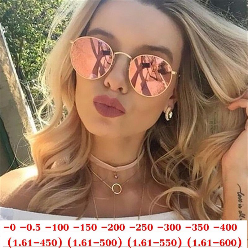 MINCL Custom Made Myopia Minus Prescription Polarized Lens Optics Men/Women Retro round Polarized Anti-glare sunglasses  NX