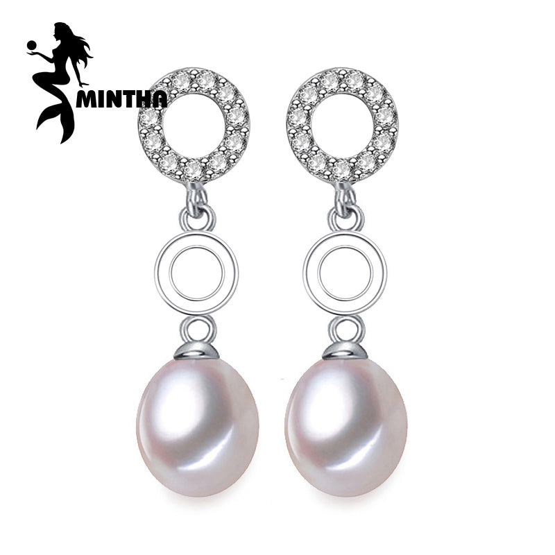Pearl earrings,925 Sterling Silver earrings,wedding Engagement Jewelry long vintage earrings for women fine jewelry