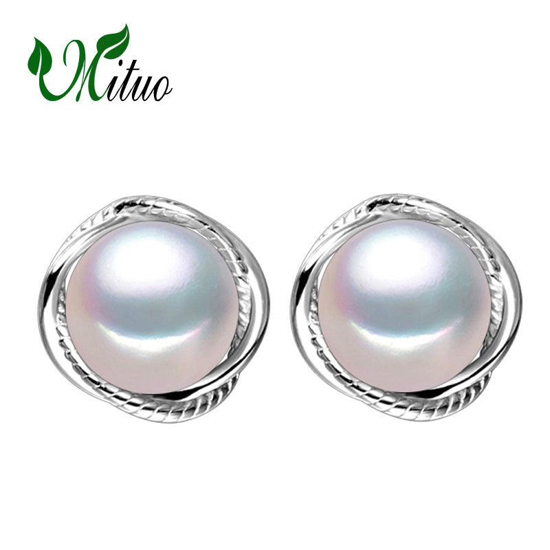 Pearl stud Earring AliExpress 925-sterling-silver long Earrings 8-9mm Pearls Jewelry Classic charm earrings