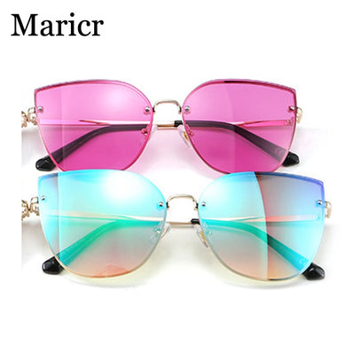 MIaricr Cool Retro Rimless Sunglasses Cat Eye Retro Shades UV400 Vintage Glasses Women