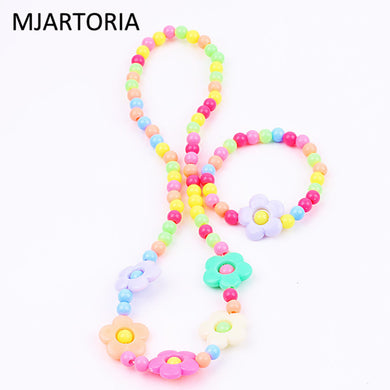 Fashion Korean Bracelet Cute Candy Color Girls Flower Necklace Children 's Jewelry Petals Acrylic Children' s Necklace