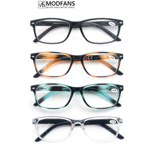 Load image into Gallery viewer, MODFANS Reading Glasses Men Women,Eyeglasses Readers,Square Ink Design Frame,Comfortable Wear,Unbreakable,with Sliver Rivet