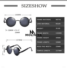 Load image into Gallery viewer, MOLNIYA Classic Gothic Steampunk Sunglasses Sun Glasses Men Women Brand Designer Vintage Round Glasses Driving Goggle