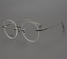 Load image into Gallery viewer, MONGOTEN Business Men Design Pure Titanium Rimless Myopia Eyeglasses Brand Design Clear Lens Silver Black Optical Eyewear Men