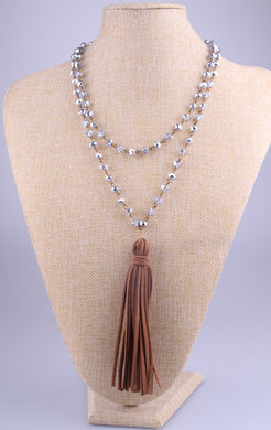 Fashion Handmade Crystal Beads Pendant Long Tassel Necklace For Women Jewelry