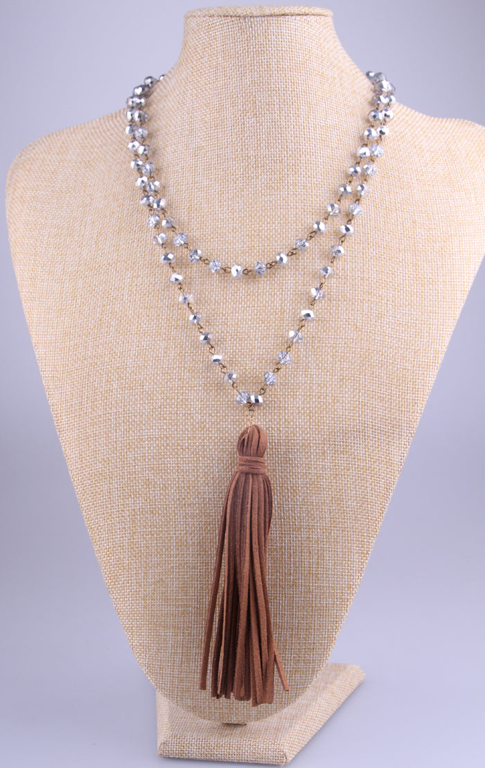 Fashion Handmade Crystal Beads Pendant Long Tassel Necklace For Women Jewelry