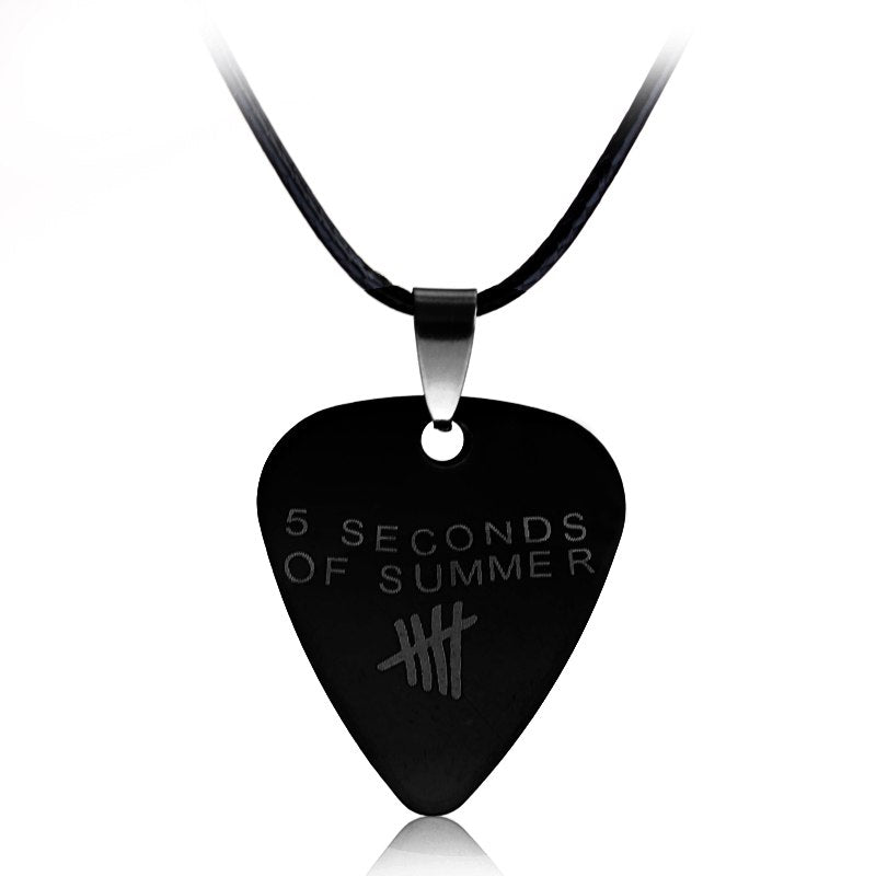 Music Band 5 Second of Summer Necklace Pendant for Fans High Quality Stainless Steel Guitar Pick Necklace