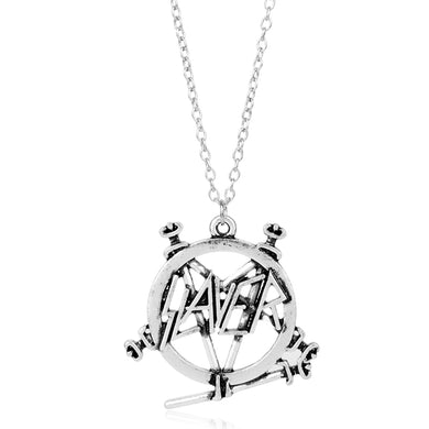 Slayer Show No Mercy Pentagram Band Logo Pendant Necklace Gothic Punk Heavy Metal Band Jewelry For Men Women Music Fans