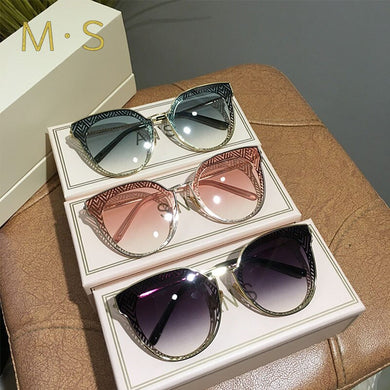 MS Sunglasses Women Oversized Eyewear 2023 Gradient Brown Pink Rimless Sun Glasses for Female Gift Brand Designer Uv400