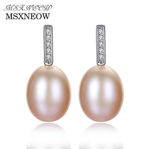 Simple Classic Stud Earrings 925 silver jewelry Pearl Earrings 8-9mm Natural Pearl for Women Fine Jewelry